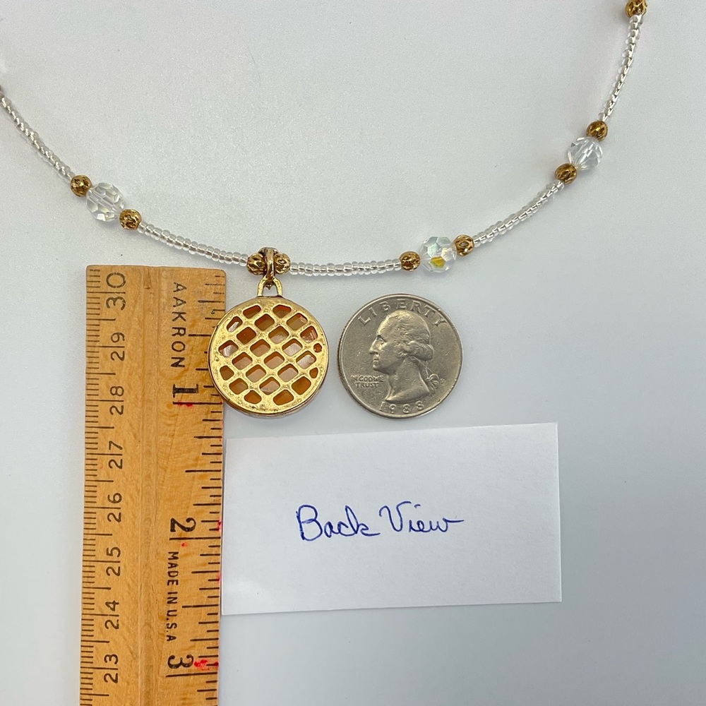 Host Pick! Antique Gold Filigree Pendant Necklace With Aurora Borealis Crystals - Picture 7 of 13